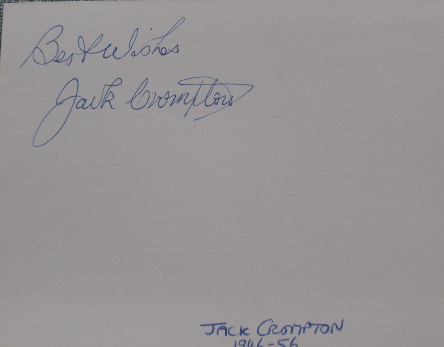Jack Compton Manchester United signed white card