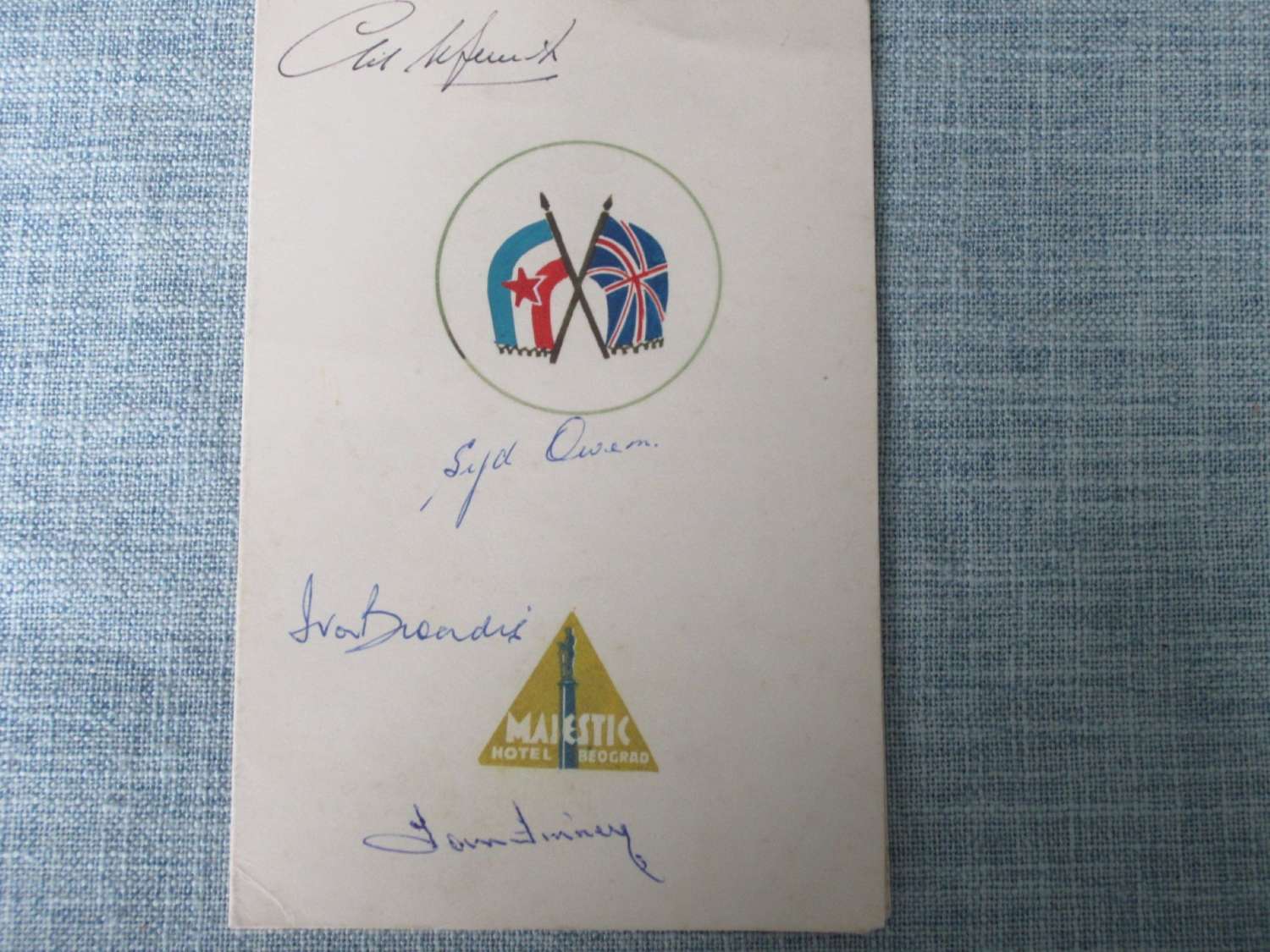 Yugoslavia v England 1954 signed menu
