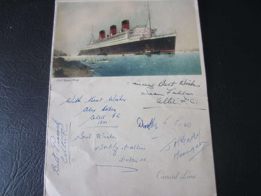 Celtic Signed Dinner Menu Queen Mary 1950-51