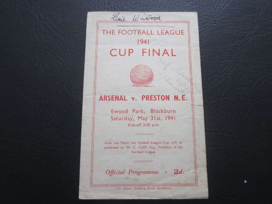 1941 War Cup Final Replay Arsenal v Blackburn Replay Fully Signed